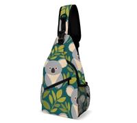 Bonita mochila bandolera con diseño de hojas de koala, estuche para cámara, bolso bandolera para gimnasio, senderismo al aire libre para hombres y mujeres.