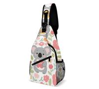 Bonita mochila bandolera con diseño de koala y flores, funda para cámara, bolso bandolera para gimnasio o senderismo al aire libre para hombre y mujer.