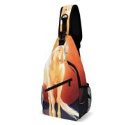 Bonita mochila bandolera para mochileros, con diseño de caballo, fuego rojo, luna y luz, funda para cámara, para gimnasio, senderismo al aire libre, para hombres y mujeres.