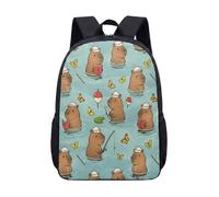 Bonita mochila Capybara para niños, de 17 pulgadas, diseño de animales de dibujos animados, para niños y niñas, lectura, pesca, regalo para el día del niño, 01., L, Minimalista