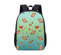 Bonita mochila Capybara para niños, de 17 pulgadas, diseño de animales de dibujos animados, para niños y niñas, lectura, pesca, regalo para el día del niño, 02., L, Minimalista
