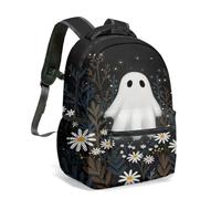 Bonita mochila con estampado de fantasma y gato negro, bolsa para libros de escuela primaria, mochila casual de gran capacidad, diseño impermeable, 05., L, Casual