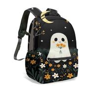 Bonita mochila con estampado de fantasma y gato negro, bolsa para libros de escuela primaria, mochila casual de gran capacidad, diseño impermeable, 04., L, Casual
