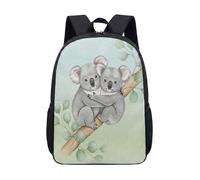 Bonita mochila con estampado de koala de 17 pulgadas, acuarela dibujada a mano, adorable diseño de ramas de animales para niños, estudiantes, mochila escolar, 04., L, Minimalista