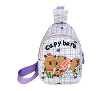 Bonita mochila cruzada con cremallera para niños, con diseño de dibujos animados, Morado (