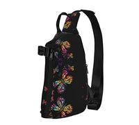 Bonita mochila cruzada con estampado de mariposas para hombres y mujeres, para caminar al aire libre, viajes, Negro -, Talla única