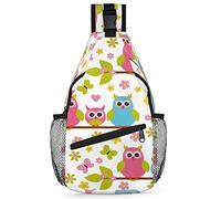Bonita mochila de búho para hombres y mujeres, divertida bolsa cruzada de hombro para viajes, senderismo, mochila casual, multicolor, 14 in, Mochila Sling