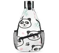 Bonita mochila de panda para hombres y mujeres, con estampado de pata de panda, cruzada, bolsa de hombro para viajes, senderismo, mochila casual, multicolor, 14 in, Mochila Sling