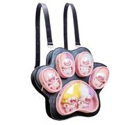 Bonita mochila escolar, bonita mochila con huellas de gato para mujer, bolsa grande con presentación de peluche, mochila para los amantes de los, escuela y vida cotidiana, Madera de nogal negra