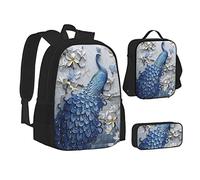 Bonita mochila escolar de mapache para adolescentes, mochila de viaje para niñas y niños, viene con una bolsa de almuerzo cruzada y estuche para lápices, hermosa, color, 5.0cm*10.5cm*20.5cm, Estuche