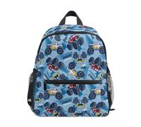 Bonita mochila infantil para niños/niñas, mochila de equipaje de mano con correa para el pecho, modelo de camión, marca de neumáticos para camiones, pequeña, Marca de neumáticos para camiones, S