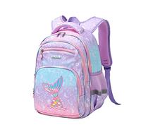 Bonita Mochila Para niños,15.5 pulgadas,Divertida Sirena Arco Iris Kawaii,Primaria,Preescolar,Guardería,Escuela,Para 8, 9, 10, 11, 12 Años,Correa Para el Pecho,Gran espacio,Robusto,Color Morado