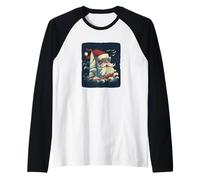 Bonita navegación navideña para los Amantes del océano y la Navidad Camiseta Manga Raglan