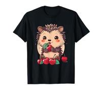 Bonita obra de arte con forma de erizo y cereza, amantes de la vida silvestre, frutas y animales Camiseta