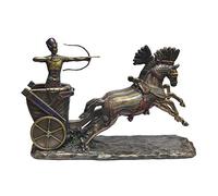 Bonita Réplica del Antiguo Egipto. El faraón Joven Tut ANK Amón en su Carro de Caballo.