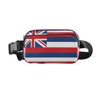 Bonita riñonera cruzada para hombres y mujeres, impermeable, accesorio de viaje con correa ajustable para viajes, vacaciones, correr, bandera del estado de Hawái, Hawaii Hi, Hawaii State Flag Hawaiian