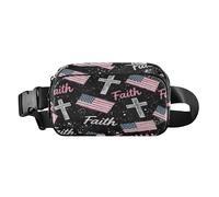 Bonita riñonera cruzada para mujeres y hombres, bandera de fe, 4 de julio, color negro, accesorio de viaje con correa ajustable, impermeable, para viajes, compras, correr