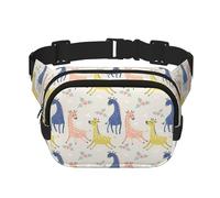 Bonita riñonera cuadrada de doble capa con diseño de jirafa, mini riñonera ajustable, para ejercicio, correr, viajes, senderismo, Negro -, Talla única