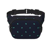 Bonita riñonera cuadrada de doble capa con fondo azul con correa ajustable para actividades al aire libre, color negro, talla única, Black, Talla única