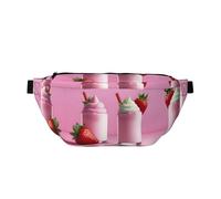 Bonita riñonera grande con batido de fresa, regalos para disfrutar de deportes, festivales, entrenamiento, viajes, correr, casual, Black, Talla única