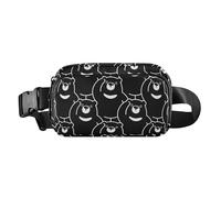 Bonita riñonera para mujeres y hombres, mini bolsa de viaje con correa ajustable para viajes, compras, correr, oso polar, dibujos animados, recién nacidos, color negro, Oso polar de dibujos animados