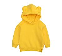 Bonita sudadera con capucha para bebé, para niñas, sólida, para niños pequeños, color negro, amarillo, 1-2 años