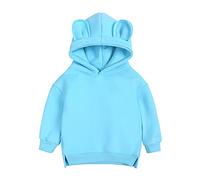 Bonita sudadera con capucha para bebé, para niñas, sólida, para niños pequeños, color negro, azul, 2-3 años