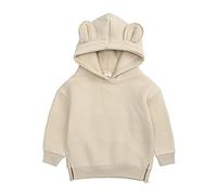 Bonita sudadera con capucha para bebé, para niñas, sólida, para niños pequeños, color negro, beige, 2-3 años