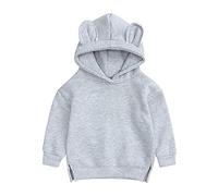 Bonita sudadera con capucha para bebé, para niñas, sólida, para niños pequeños, color negro, gris, 6-9 meses