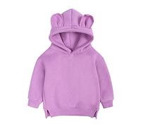 Bonita sudadera con capucha para bebé, para niñas, sólida, para niños pequeños, color negro, morado, 6-9 meses