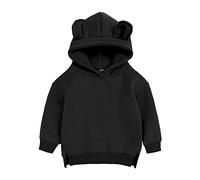 Bonita sudadera con capucha para bebé, para niñas, sólida, para niños pequeños, color negro, Negro , 6-9 meses
