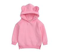 Bonita sudadera con capucha para bebé, para niñas, sólida, para niños pequeños, color negro, Rosa intenso., 1-2 años