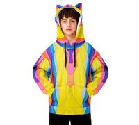 Bonita sudadera con capucha para niños con diseño de orejas de gato, sudadera de forro polar suave para niños, ropa informal acogedora con bonito estampado, ropa exterior divertida para niños