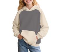 Bonita sudadera rosa con capucha para niñas, sudadera de moda con bloques de color, estilo Y2K con bolsillos, también adecuada para adolescentes, ideal para uso casual (1A-gris, 2-3 años)