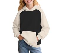 Bonita sudadera rosa con capucha para niñas, sudadera de moda con bloques de color, estilo Y2K con bolsillos, también adecuada para adolescentes, ideal para uso casual (1D-negro, 3-4 años)