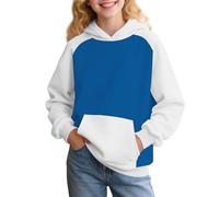 Bonita sudadera rosa con capucha para niñas, sudadera de moda con bloques de color, estilo Y2K con bolsillos, también adecuada para adolescentes, ideal para uso casual (1F-azul, 2-3 años)