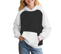Bonita sudadera rosa con capucha para niñas, sudadera de moda con bloques de color, estilo Y2K con bolsillos, también adecuada para adolescentes, ideal para uso casual (1F-blanco, 5-6 años)