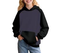 Bonita sudadera rosa con capucha para niñas, sudadera de moda con bloques de color, estilo Y2K con bolsillos, también adecuada para adolescentes, ideal para uso casual (1E-negro, 3-4 años)