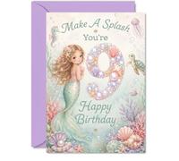 Bonita tarjeta de 9º cumpleaños, haz un chapoteo con magia de sirena