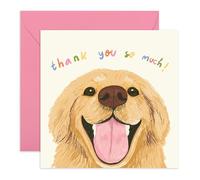 Bonita tarjeta de agradecimiento Golden Retriever, con texto en inglés "Thank You So Much!", conmovedora felicitación de perro para amigos, profesores, vecinos, médicos, familia, hombres, mujeres, él