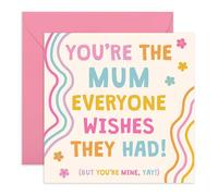 Bonita tarjeta de agradecimiento para mamá - "Everyone Wishes They Had" - Tarjeta de felicitación de cumpleaños para madre, mamá, mamá, ella, damas, mujeres de hijo o hija - Viene con divertidas