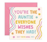 Bonita tarjeta de agradecimiento para tía - "Auntie Everyone Wishes They Had" - Tarjeta de felicitación de cumpleaños para ella, señoras, mujeres de sobrina o sobrino - Diseño colorido - Viene con