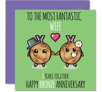 Bonita tarjeta de aniversario de bronce para esposa, 8 años juntos, tarjetas de felicitación de 8º aniversario de boda para esposa de parte del marido, tarjetas de felicitación de 145 mm x 145 mm para