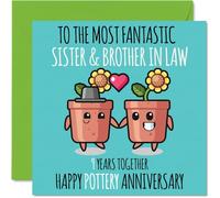 Bonita tarjeta de aniversario de cerámica para cuñada y cuñado, 9 años juntos, tarjetas de felicitación de 9º aniversario de boda para cuñado, 145 mm x 145 mm, tarjetas de felicitación para noveno