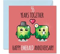 Bonita tarjeta de aniversario de esmeralda para novio y novia, 55 años juntos, tarjetas de felicitación de 55 aniversario de boda para mujeres y hombres, tarjetas de felicitación de 145 mm x 145 mm