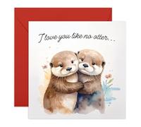 Bonita tarjeta de aniversario de nutrias - I Love You Like No Otter - Tarjeta romántica de amor para novio, novia, marido, esposa, cónyuge, prometido, bebé, él, ella, viene con calcomanías dulces