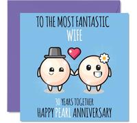 Bonita tarjeta de aniversario de perlas para esposa, 30 años juntos, tarjetas de felicitación de 30 aniversario de boda para esposa de parte del marido, tarjetas de felicitación de 145 mm x 145 mm