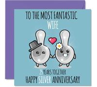 Bonita tarjeta de aniversario de plata para esposa, 25 años juntos, tarjetas de felicitación de aniversario de boda para esposa de parte del marido, tarjetas de felicitación de aniversario de 145 mm