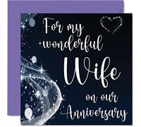 Bonita tarjeta de aniversario para esposa, maravillosa esposa, romántica tarjeta de aniversario de boda para mujeres, ella de marido, él, 145 mm x 145 mm, hermosas tarjetas de felicitación de aniversario para prometida y prometida