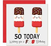 Bonita tarjeta de cumpleaños 50 'FAB' linda y fabulosa tarjeta de cumpleaños para 50 años, cincuenta, cincuenta,